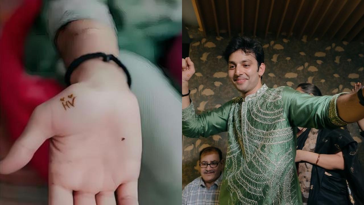 Himansh Kohli wedding: Actor flaunts `V` initial in minimalist mehendi design