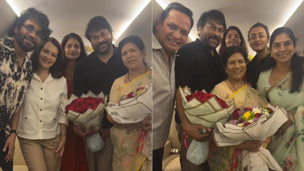 Chiranjeevi celebrates wedding anniversary with wife Surekha while on his way to