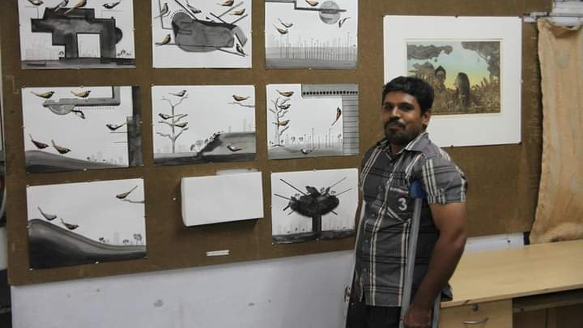 Artist Thakare Naik with locomotor disability paints a world of his own