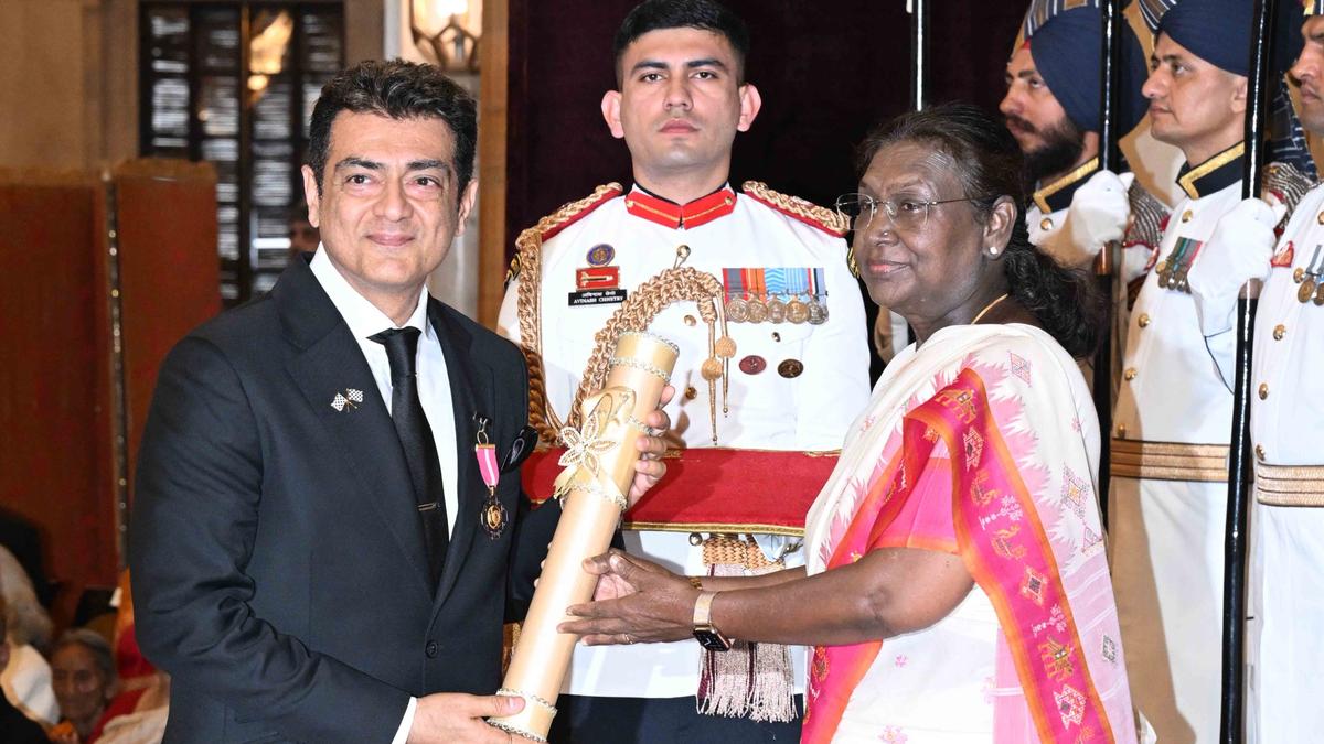 Padma Awards 2025: Ajith Kumar receives Padma Bhushan from President Droupadi Murmu